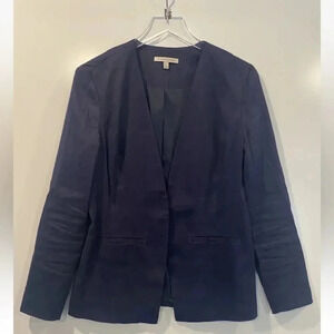 41 Hawthorn Navy Blue Linen Blend Open Front Blazer Jacket Womens Size Large (C)